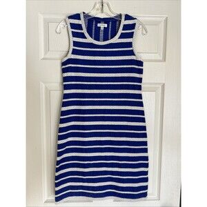 Max Studio Dress Womens XS Sleeveless Blue White Stripe Sleeveless 100% Cotton